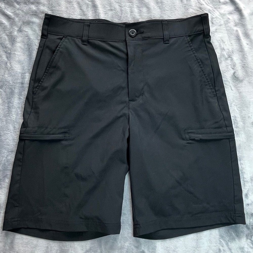 Birdie Bound Mens Performance Golf Shorts Black Sz 32 Tropical Waistband Utility